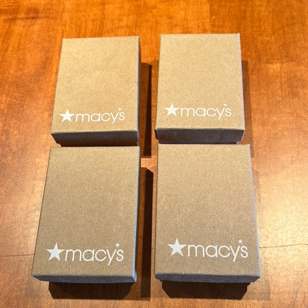 4 Macys jewelry gift boxes 2 inches by 3 inches Perfect condition